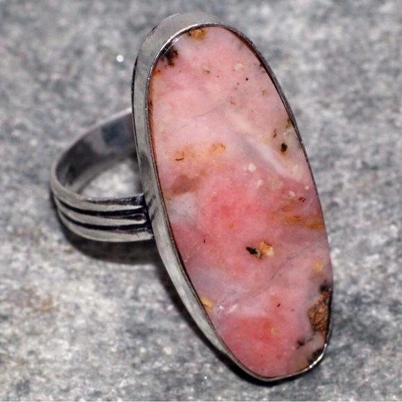 Artisan Jewelry - Peruvian Pink Opal Silver Ring Size 8.5